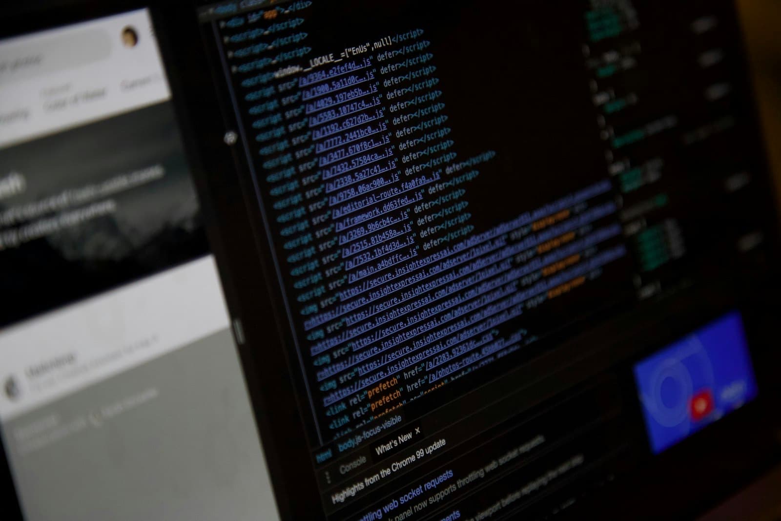 Close-up of a code editor on a monitor